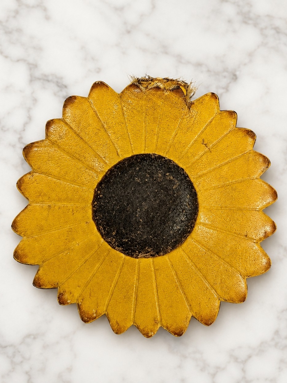 Vintage Coach Sunflower Leather Keychain – Rare Floral Bag Charm – Repair/Parts